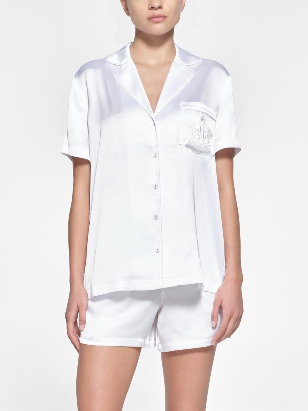 SKIMS Hotel Shine Short Sleeve Button Up sleep top S loungewear sleepwear lux
